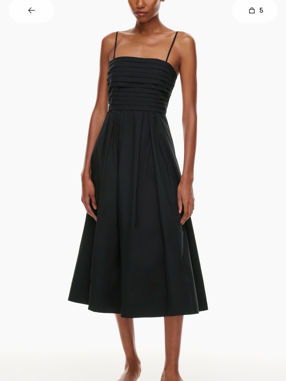 WHITE BABATON ARITZIA Pleated Bodice Midi Dress